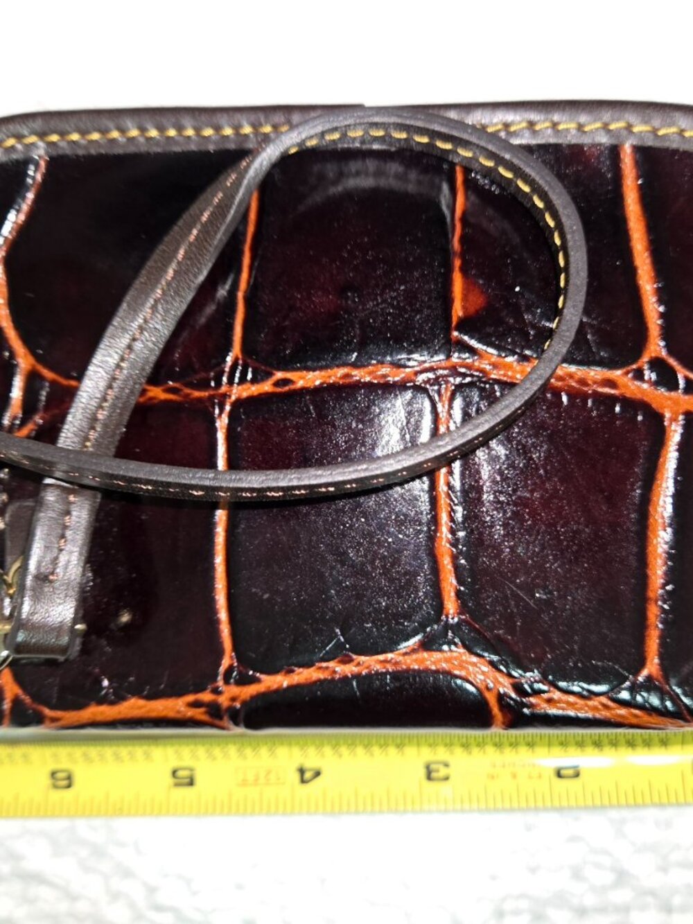 Dooney & Bourke Croco Patent Leather Tote Brown NWOT Coin Purse Large - Picture 15 of 15